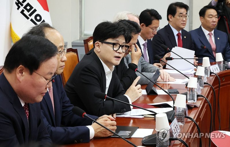 한동훈 국민의힘 대표가 2일 국회에서 열린 당 최고위원회의에서 발언하고 있다. 연합뉴스