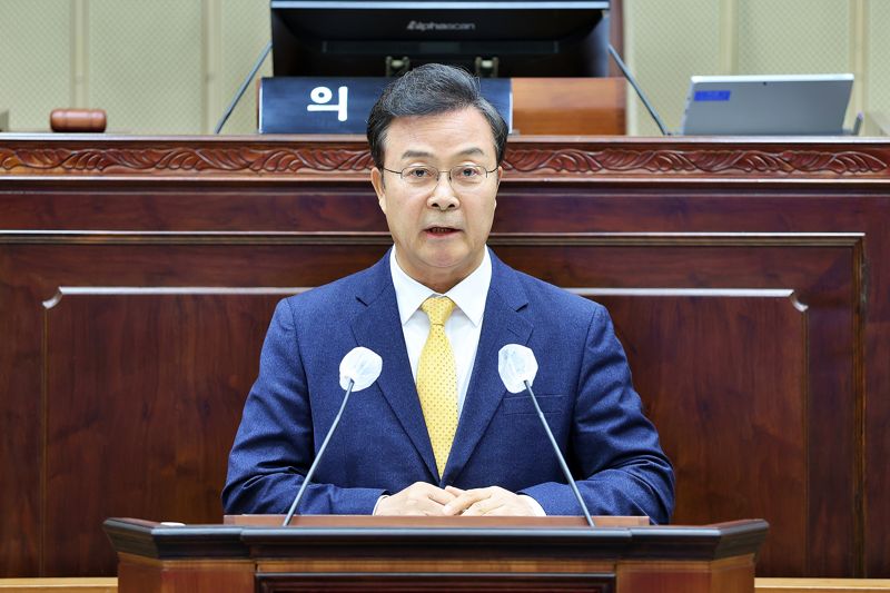 김성제 의왕시장 시정연설. 의왕시 제공