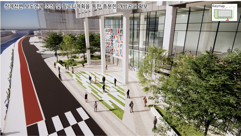 종로구 관수동 일대 구역 내 제8지구에 들어설 업무시설과 개방형 녹지 계획안. 서울시 제공