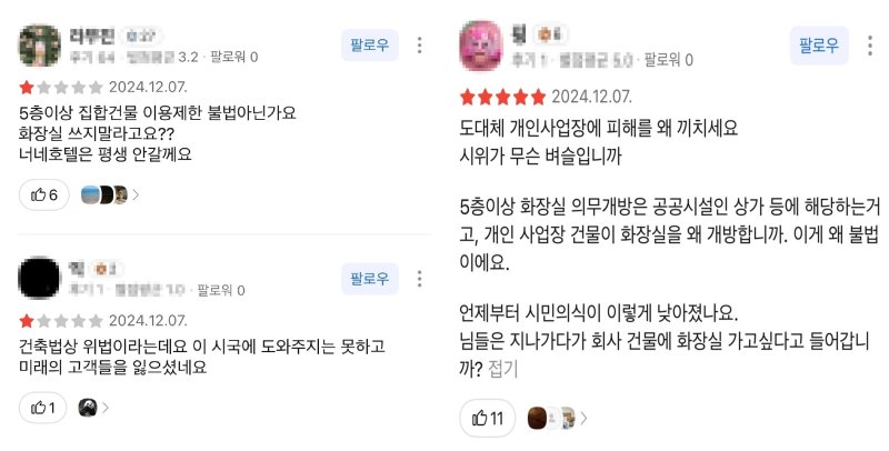 '외부인 화장실 사용 불가' 여의도 호텔, 별점 테러 당하자...