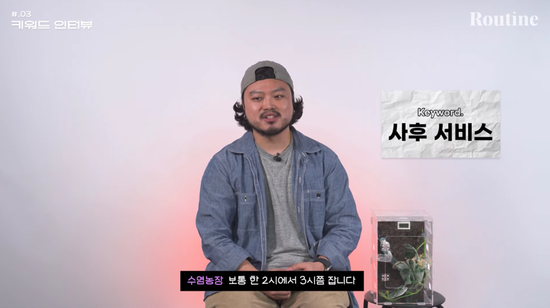 파충류를 건강하게 키울 수 있도록 유튜브를 콘텐츠를 제작하고 SNS, 전화, 대면 상담까지 다양한 방면으로 사후 서비스를 제공한다. ⓒ파이낸셜뉴스 유튜브 채널 [루틴] 영상 갈무리. 2024년 11월.