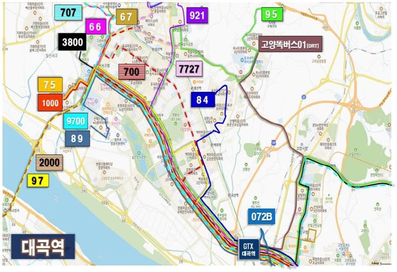 GTX-A 연계 대곡역 버스 노선도. /고양시 제공