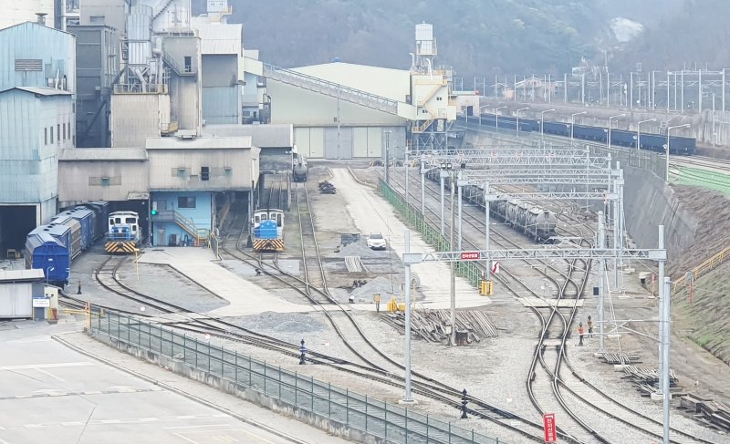 충북 단양군 매포읍 성신양회 철송 상차장이 지난해 12월 10일 철도파업으로 올스톱 상태다. 뉴시스