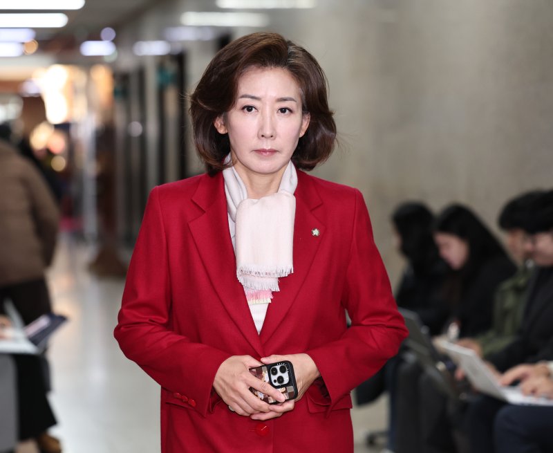 나경원 국민의힘 의원이 10일 오전 서울 여의도 국회에서 열린 중진회의에 참석하고 있다. 2024.12.10/뉴스1 ⓒ News1 구윤성 기자
