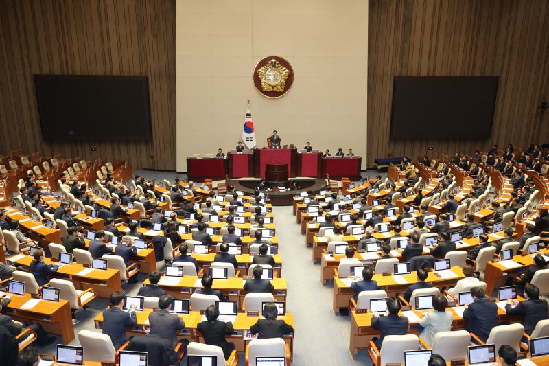 우원식 국회 의장이 14일 서울 여의도 국회에서 윤석열 대통령 탄핵소추안을 안건으로 열린 제419회 국회(임시회) 제4차 본회의에서 인사말을 하고 있다. 2024.12.14. kkssmm99@newsis.com <저작권자ⓒ 공감언론 뉴시스통신사. 무단전재-재배포 금지.> /사진=뉴시스화상