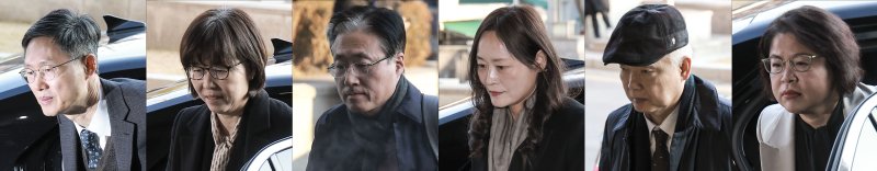 [서울=뉴시스] 정병혁 기자 = 헌법재판관들이 지난 16일 서울 종로구 헌법재판소로 출근하고 있다. 헌법재판소는 이날 오전 첫 재판관 회의를 열고 윤석열 대통령에 대한 본격적인 탄핵심판절차에 돌입한다. 왼쪽부터 문형배 헌재소장 권한대행, 이미선, 김형두, 정정미, 정형식, 김복형 헌법재판관. 2024.12.16. /사진=뉴시스화상