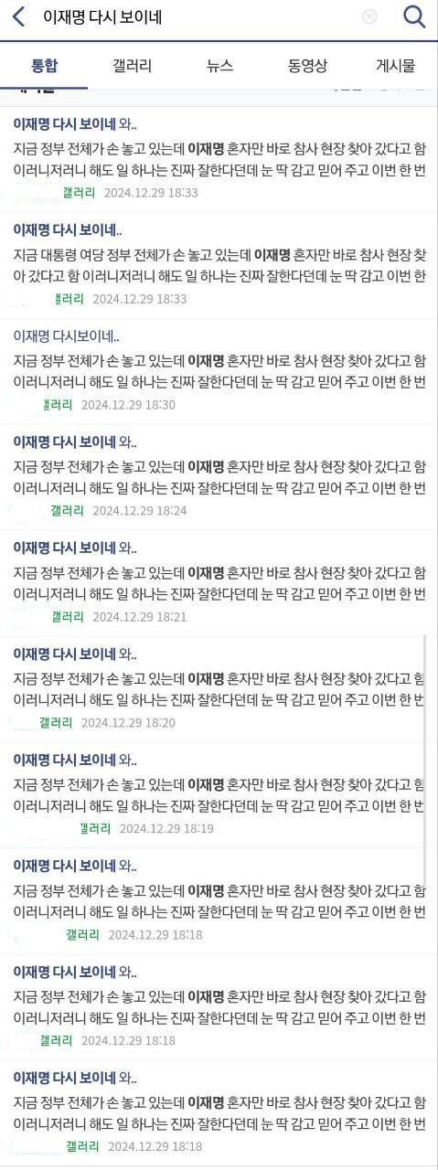 한 온라인 커뮤니티에 올라온 이재명 더불어민주당 대표를 지지하는 동일한 글들.