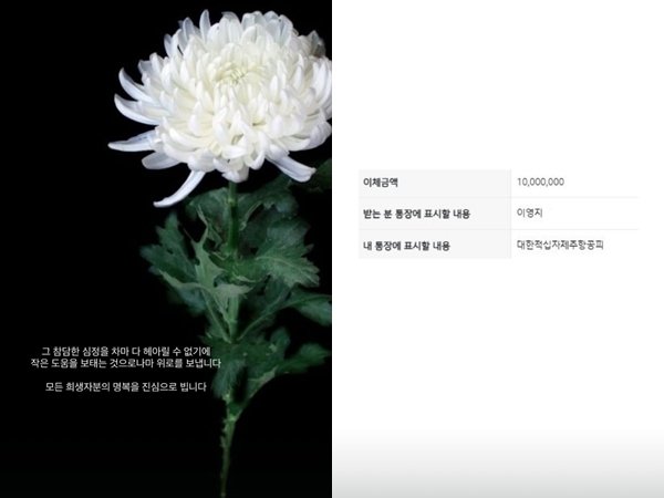 이영지, 제주항공 피해복구 성금 2000만원 기부 작은 위로