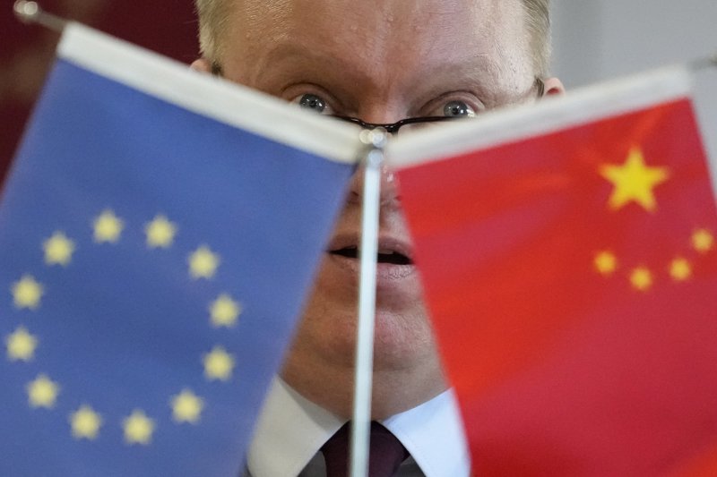 중국 주재 유럽연합(EU) 상공회의소의 옌스 에스켈룬드 회장이 지난 1월 9일 중국 베이징에서 기자회견을 하고 있다.AP뉴시스