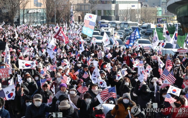 탄핵 반대 목소리 (출처=연합뉴스)