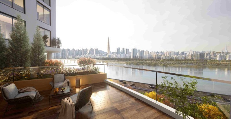 삼성물산이 한남4구역에 제안한 테라스 정원에서 바라본 한강 전망 삼성물산 제공