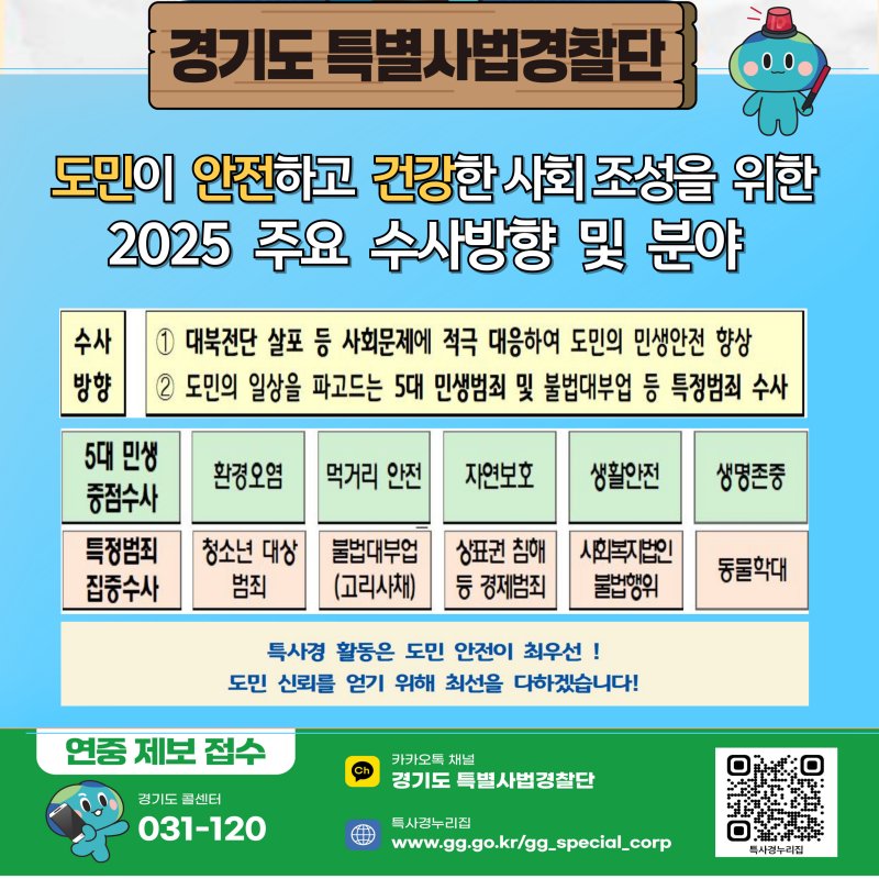 경기도 특사경, 생활 밀접 '5대 민생·특정범죄' 집중 수사