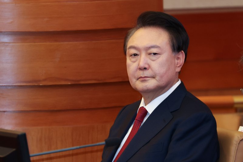 윤석열 대통령이 21일 서울 종로구 헌법재판소에서 열린 탄핵심판 3차 변론기일에 출석해 있다. 2025.1.21/뉴스1 ⓒ News1 사진공동취재단