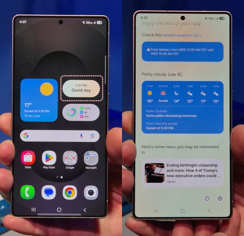 [새너제이=뉴시스] 삼성전자가 사용자의 스마트폰 사용 패턴과 데이터를 분석해 개인화된 맞춤형 정보를 브리핑해주는 '나우 브리프' 기능을 처음으로 갤럭시S25 시리즈에 구현했다.