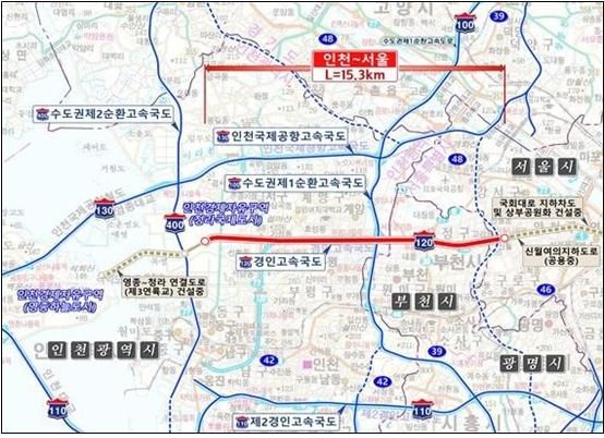 경인고속도로 지하화 사업 위치도. 인천시 제공.