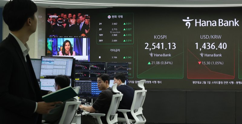 서울 중구 하나은행 본점 딜링룸./뉴스1 ⓒ News1 김진환 기자