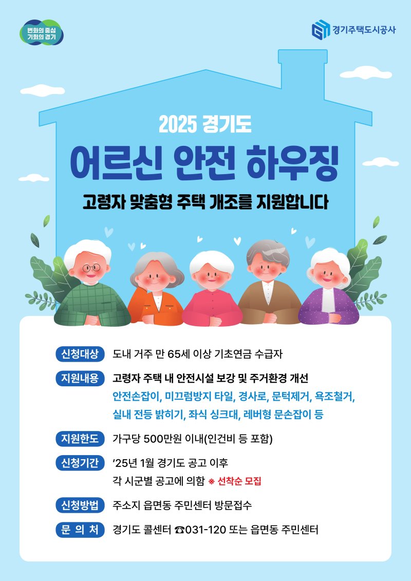 경기도, 고령자·장애인 등 주거약자 899가구 '주택개조 지원'