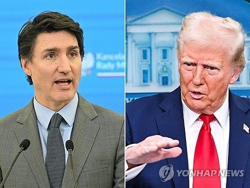 트뤼도 캐나다 총리와 트럼프 미국 대통령 (출처=연합뉴스)