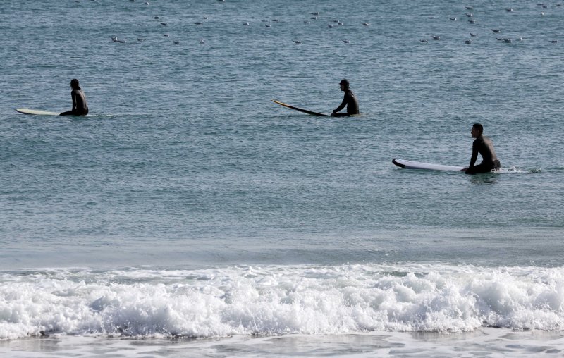 [부산=뉴시스] 하경민 기자 = 전국에 한파가 덮친 6일 부산 해운대구 송정해수욕장을 찾은 서퍼들이 높은 파도를 즐기고 있다. 이날 부산의 아침 최저기온은 영하 5.9도, 낮 최고기온 2.6도를 기록했다. 반면 부산 앞바다 수온은 오륙도 10.5도, 기장군 12.3도로 측정됐다. 2025.02.06. yulnetphoto@newsis.com