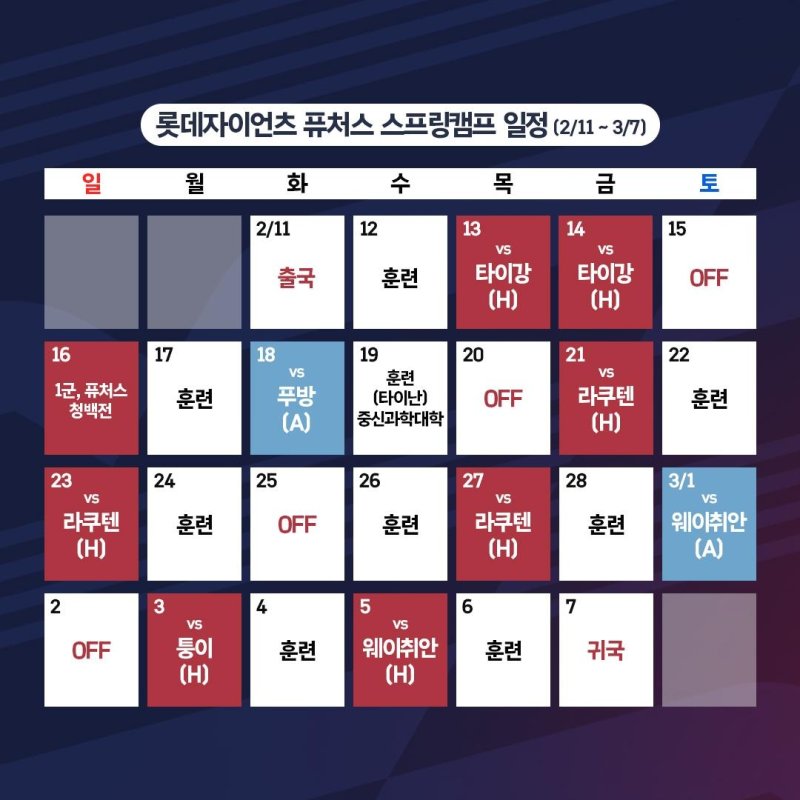 퓨처스 스프링캠프 훈련 일정 (출처=연합뉴스)