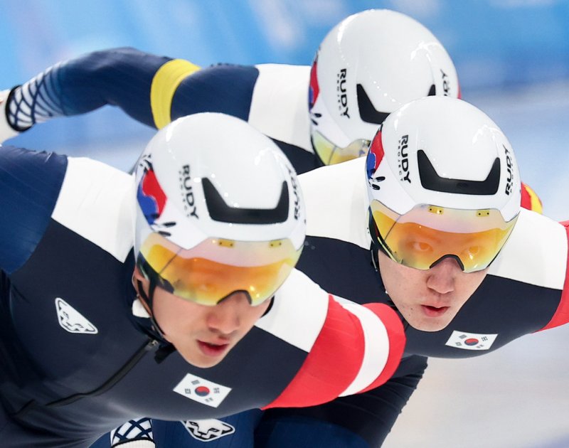 김준호·차민규·조상혁, 빙속 팀 스프린트 은메달 [하얼빈AG]