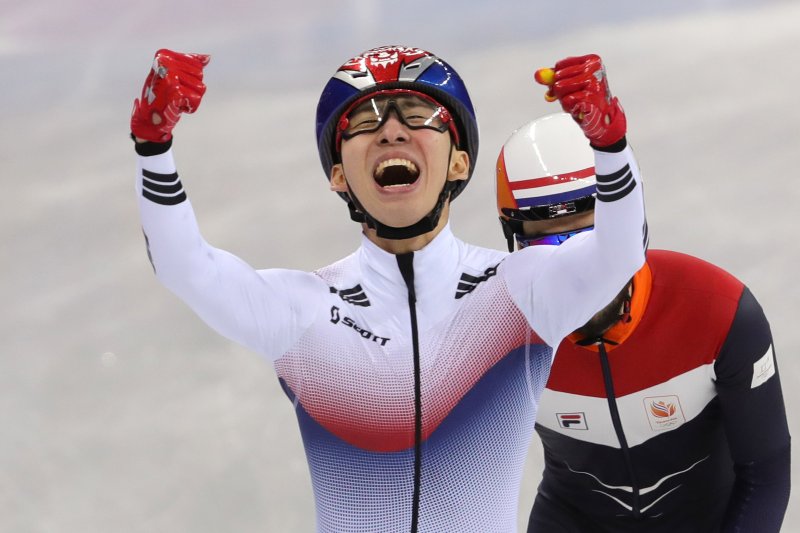 2018 평창 동계 올림픽에서 금메달을 획득할 당시의 임효준.뉴스1