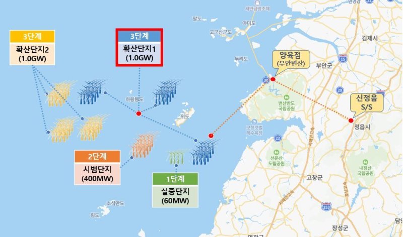 전북 서남권 해상풍력 발전단지 현황.(전북자치도 제공)/뉴스1