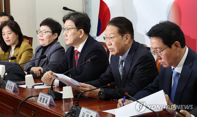 비상대책위원회의에서 발언하는 권영세 비대위원장 (출처=연합뉴스)