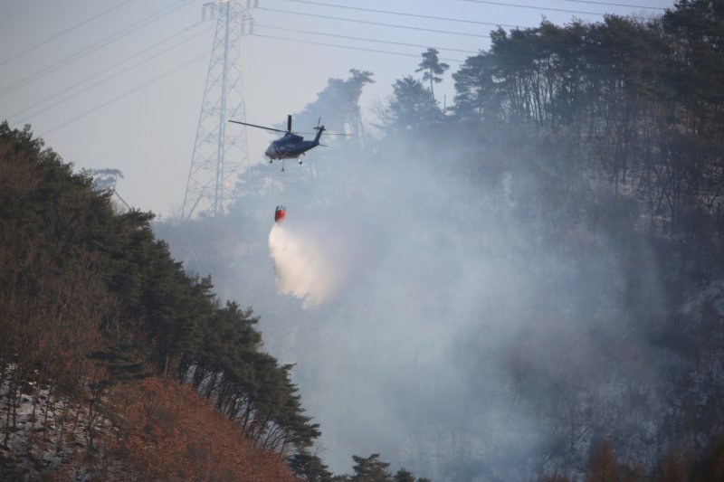 제천시 송학면 무도리 산불 발생(재판매 및 DB금지)/2025.2.14/뉴스1