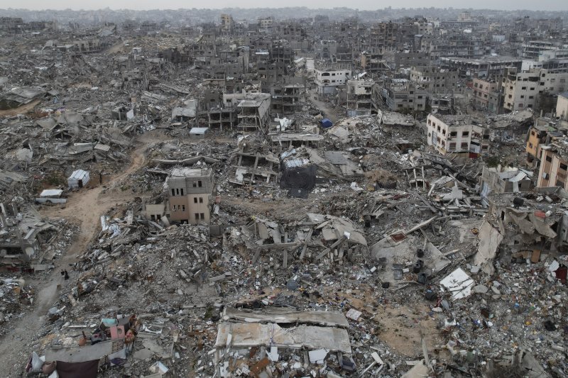 16일(현지시간) 촬영된 팔레스타인 가자지구 자발리야 지역의 항공 사진.AP뉴시스