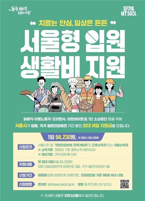 서울형 입원생활비 지원 사업 홍보 포스터 (출처=연합뉴스)