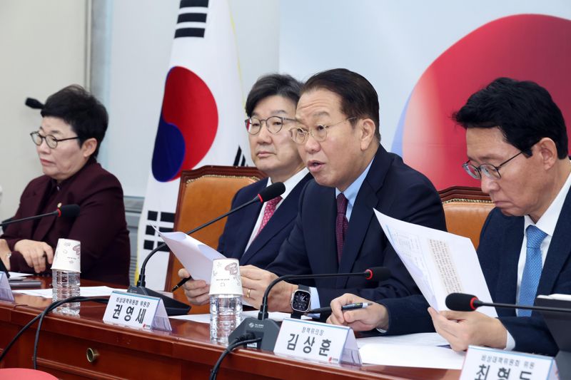 권영세 국민의힘 비상대책위원장이 17일 서울 여의도 국회에서 열린 비상대책위원회의에서 모두 발언하고 있다. 사진=박범준 기자
