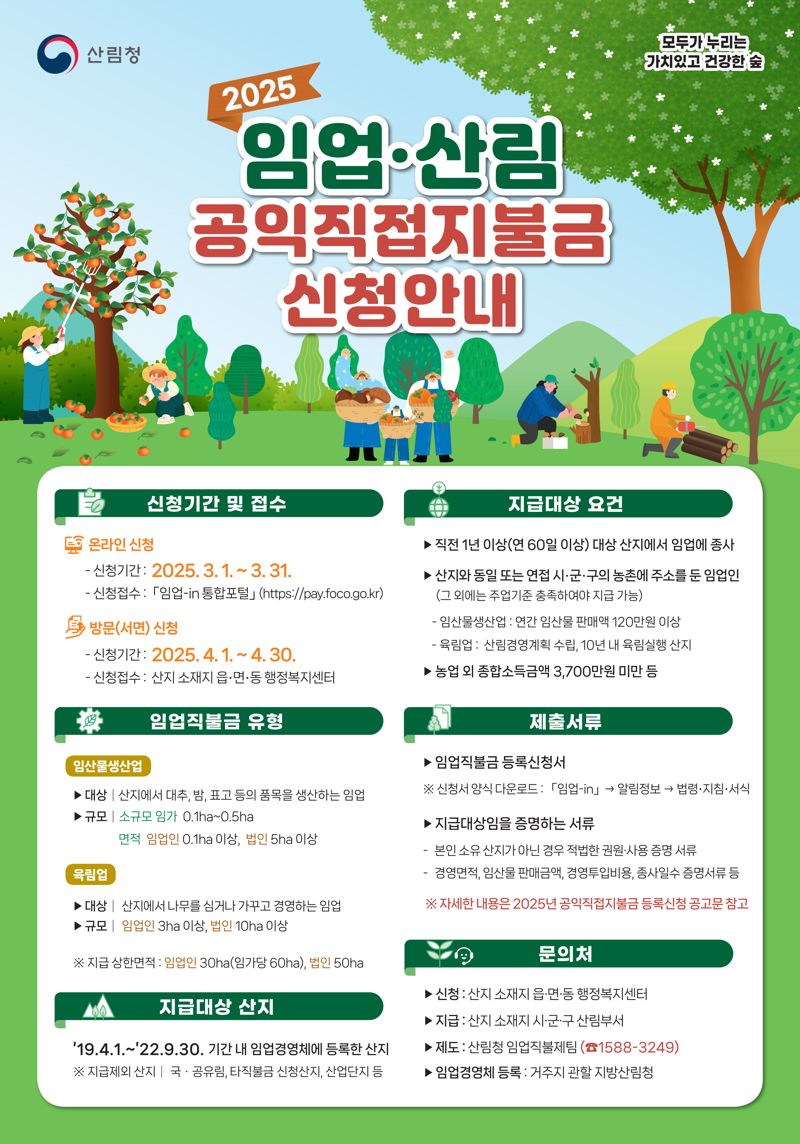 임업산림공익직접지불금 신청안내문