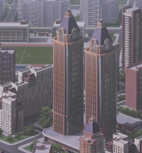 (평양 노동신문=뉴스1) = 화성지구 4단계 1만 세대 살림집 건설 조감도 중 쌍둥이 빌딩의 모습 [국내에서만 사용가능. 재배포 금지. DB 금지. For Use Only in the Republic of Korea. Redistribution Prohibited] rodongphoto@news1.kr
