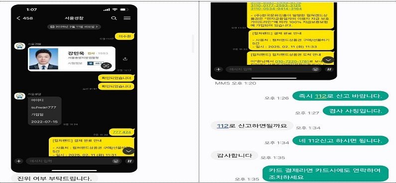 상담문자 사례.(대검찰청 제공)