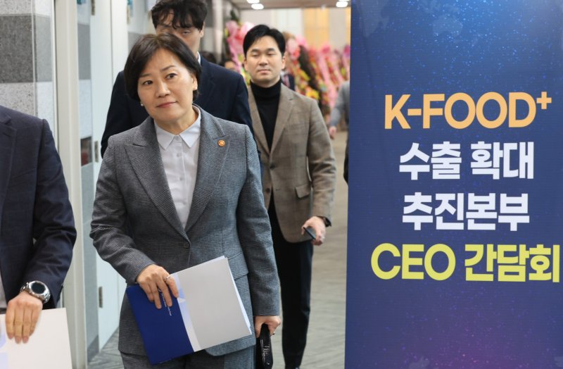 [서울=뉴시스] 황준선 기자 = 송미령 농림축산식품부 장관이 20일 서울 서초구 aT센터에서 열린 K-Food+ 수출확대 추진본부 CEO 간담회에 참석하고 있다. (사진=농림축산식품부 제공) 2024.02.20. photo@newsis.com *재판매 및 DB 금지