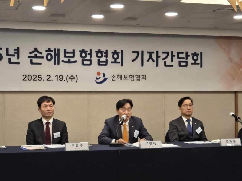 [서울=뉴시스] 이병래 손해보험협회장이 19일 서울시 중구 프레스센터에서 열린 2025년도 손해보험협회 기자 간담회에서 발표를 하고 있다. (사진=권안나 기자) 2025.02.19. photo@newsis.com *재판매 및 DB 금지