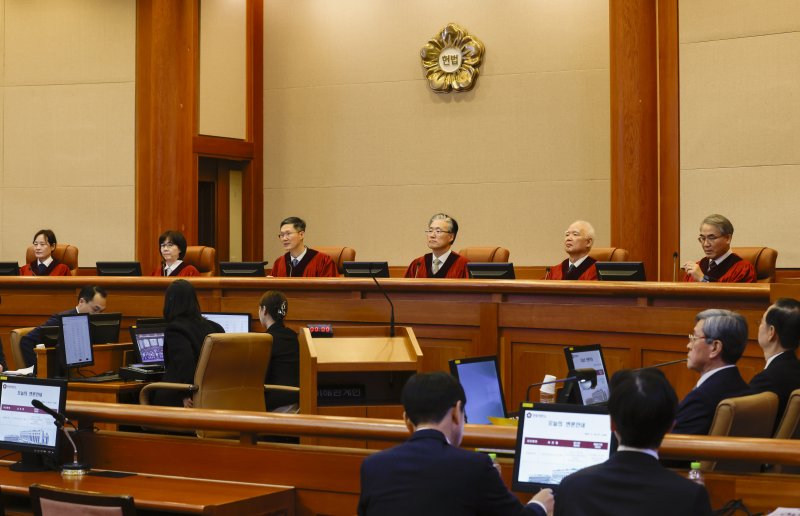 19일 서울 종로구 헌법재판소에서 한덕수 국무총리 탄핵심판 1차 변론이 열리고 있다. (공동취재) 2025.2.19/뉴스1 ⓒ News1 박정호 기자