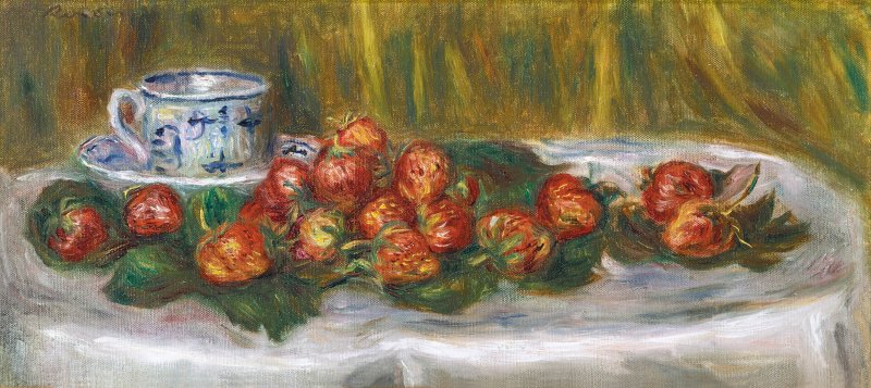 피에르 오귀스트 르누아르(1841 - 1919) French Nature Morte aux Fraises (Still Life with Strawberries) oil on canvas, 23.5×50.2cm, circa 1905. 경매 시작가 10억원. *재판매 및 DB 금지