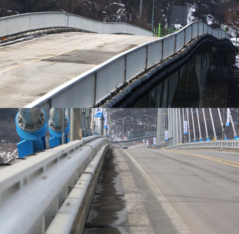 제천 옛 청풍대교(위)와 신 청풍대교(아래)ⓒ News1 손도언 기자