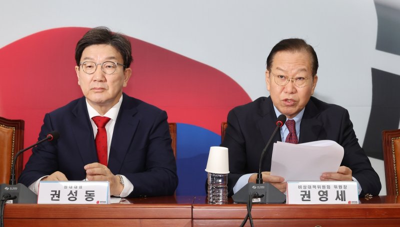 비대위 회의서 발언하는 권영세 비대위원장 (출처=연합뉴스)