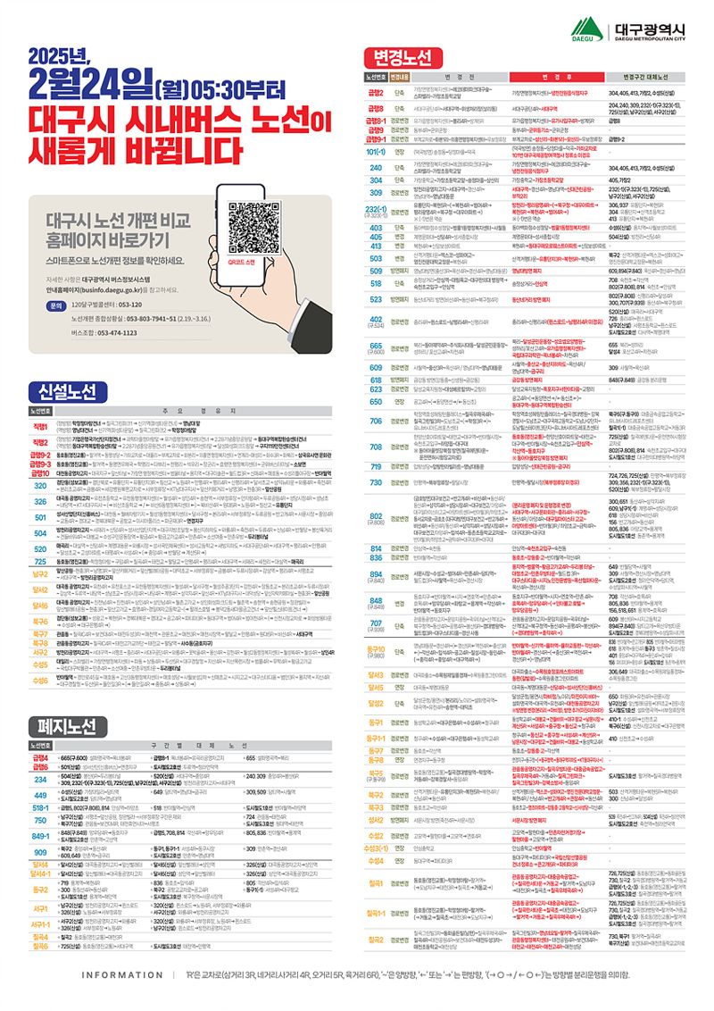 대구 시내버스 노선체계 개편 안내문. 대구시 제공