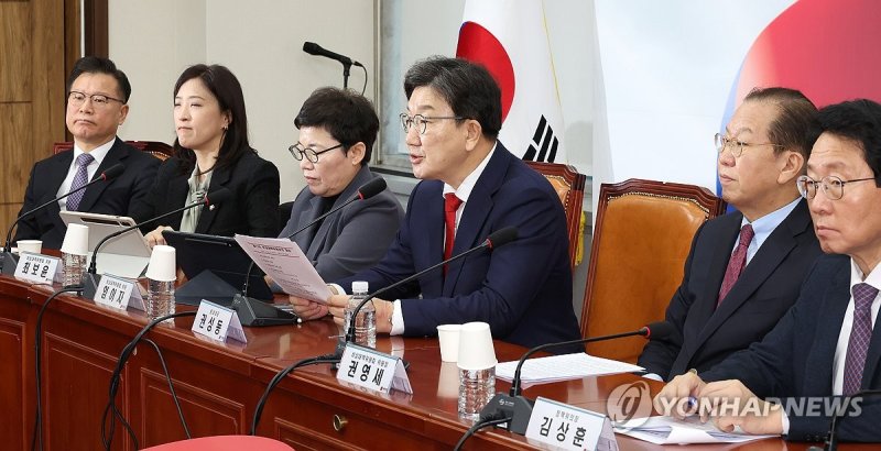 비대위 회의서 발언하는 권성동 원내대표 (출처=연합뉴스)