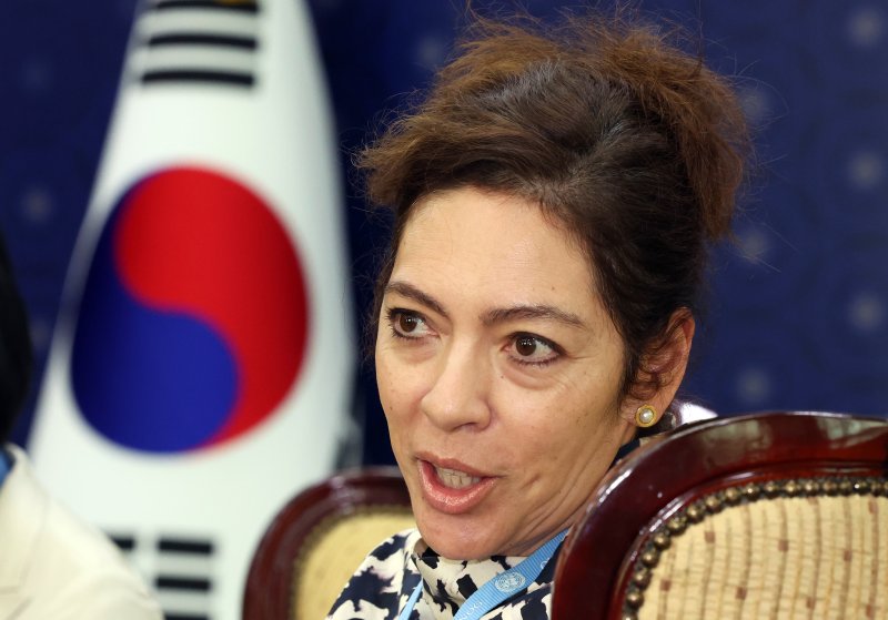 엘리자베스 살몬 UN 북한인권특별보고관이 11일 오후 서울 종로구 정부서울청사별관 외교부에서 박진 외교부 장관과 접견을 하고 있다. 2023.9.11/뉴스1 ⓒ News1 김명섭 기자