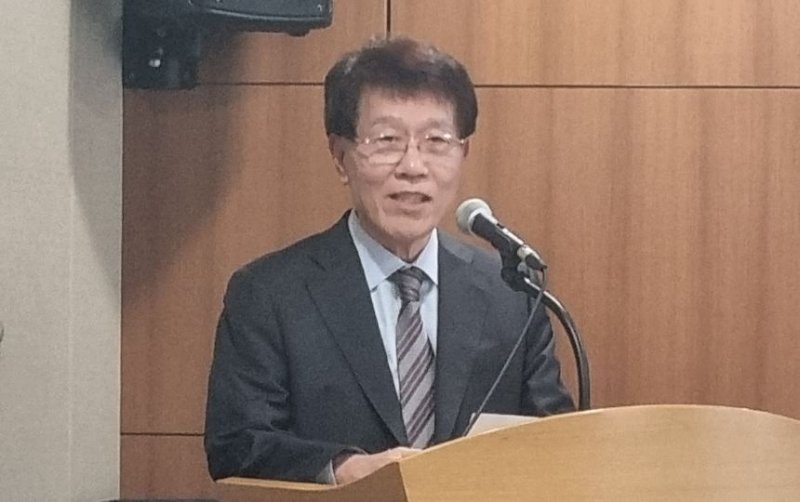 심장식 선광 회장이 회사 소개와 석문 양곡터미널 조성 계획 등에 대해 설명하고 있다.2025.2.20/뉴스1 ⓒ News1 김태진 기자