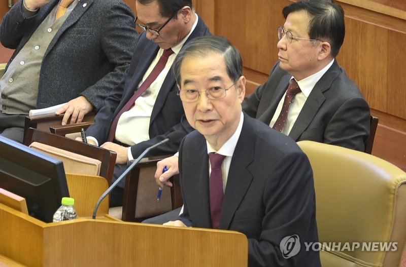 한덕수 총리, 윤 대통령 탄핵심판 10차 변론 증인 출석 (출처=연합뉴스)