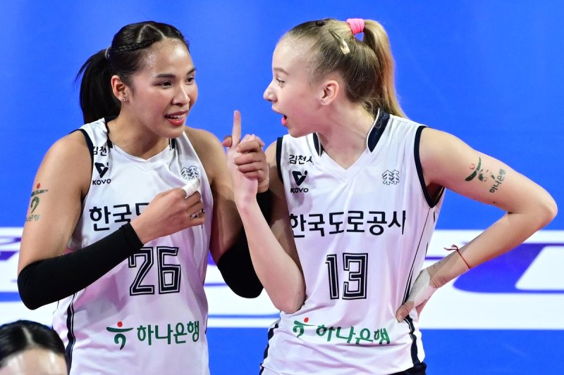 도로공사의 타나차(왼쪽)와 니콜로바 (출처=연합뉴스)