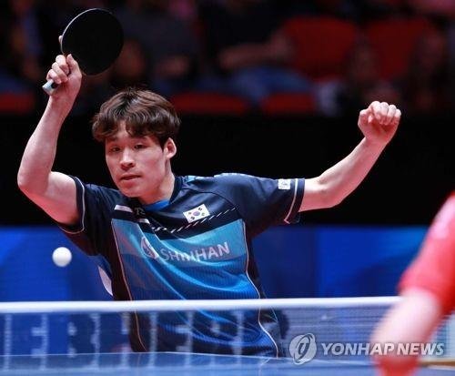 한국의 남자 탁구 간판 장우진의 경기 장면 (출처=연합뉴스)