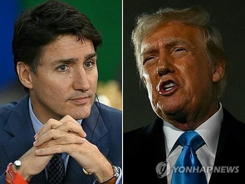 쥐스탱 트뤼도 캐나다 총리와 도널드 트럼프 미국 대통령 (출처=연합뉴스)