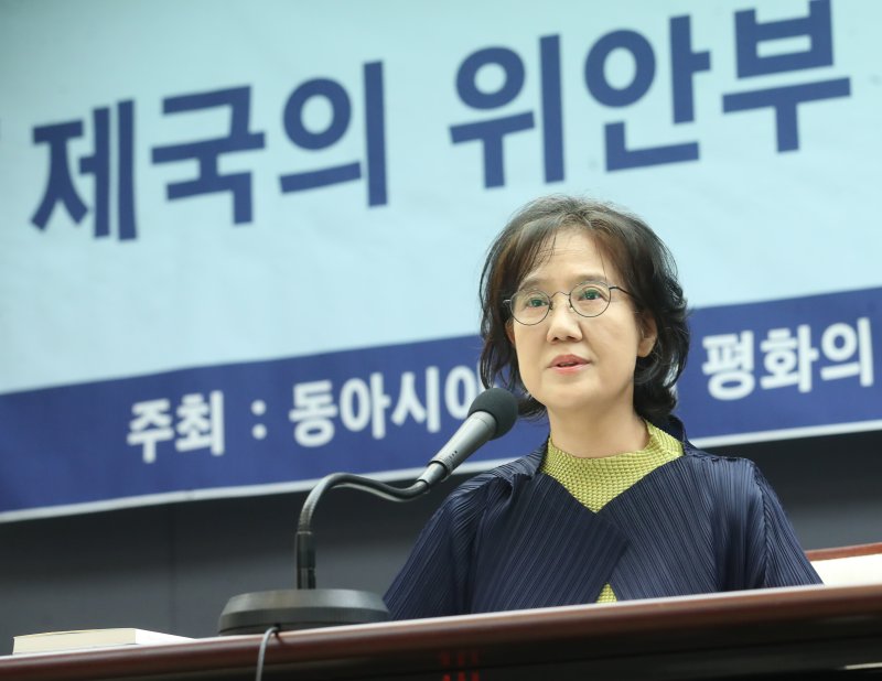 2022년 8월 31일 박유하 세종대 교수가 서울 중구 한국프레스센터에서 '제국의 위안부' 소송관련 현황과 한일 현안 긴급제언 기자회견을 하고 있다. ⓒ News1 송원영 기자